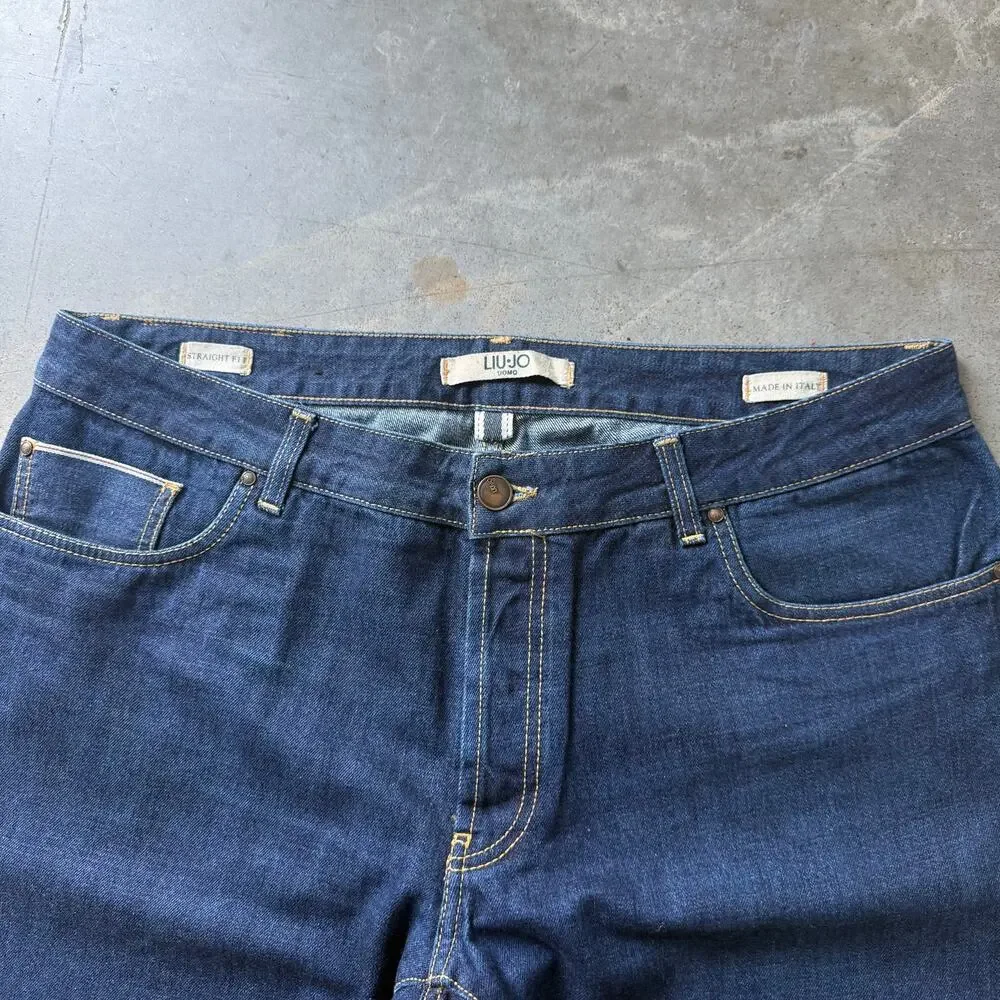 Liu Jo Straight Leg Medium Wash Classic Selvedge Jeans Size 38x33 Made in Italy